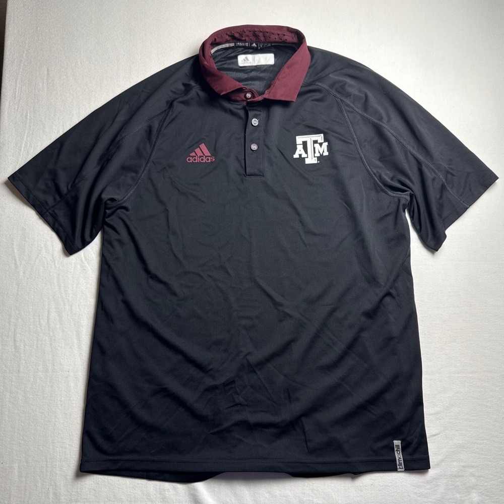 Adidas Texas A&M Aggies Climachill Polo Shirt Mens Large Black NCAA-2575